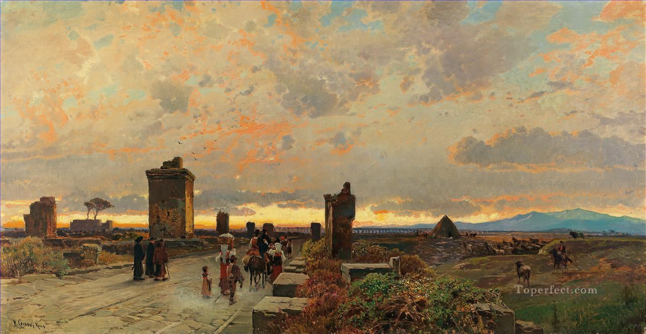 via appia antica Hermann David Salomon Corrodi orientalist scenery Oil Paintings